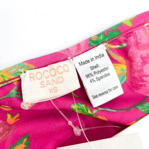 Rococo Sand Chloe Bralette Bikini Top Fuchsia Pink String Tie Floral Sz XS - Picture 9 of 10